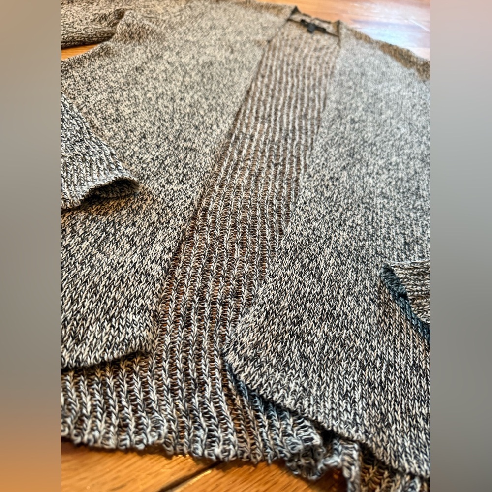 Eileen Fisher Open Front Cardigan Linen/Wool Gray Black Yarn Women’s Size M - Picture 5 of 13